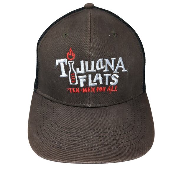 Tijuana Flats Snapback Mesh Back Trucker Hat Brown Embroidered Logo Tex Mex - Picture 1 of 9